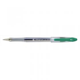 5 Star Office Roller Gel Pen Clear Barrel 1mm Tip 0.5mm Line Green (Pack of 12) FS907972