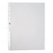 The photograph shows a stack of 5 Star punched pockets, made of polypropylene with a clear glass-like appearance. Each pocket is side-opening and 50 microns thick, in standard A4 size. The pack includes 100 pockets, perfect for organizing and protecting important documents.