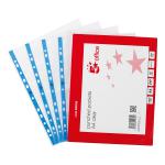 5 Star Office Punched Pocket Polypropylene Embossed Blue Strip Top-opening A4 Clear (Pack of 100) FS908358