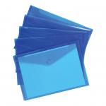 5 Star Office Envelope Stud Wallet Polypropylene A4 Translucent Blue [Pack 5] 908773