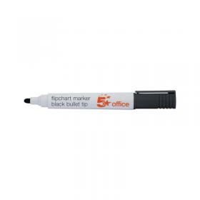 5 Star Flipchart Marker Bullet Tip Water-based 2mm Line Black (Pack of 12) 909884 FS909884