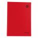 This photograph shows five red casebound notebooks with 192 ruled pages each. The notebooks have a 70gsm weight and are labeled as Manuscript Books and Office Manuscript Notebook. They are stacked on top of each other, creating a neat and organized display.