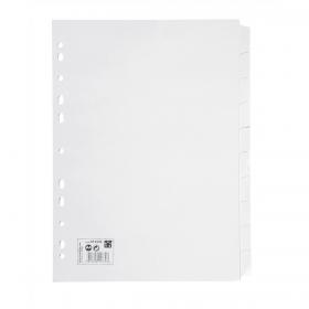 5 Star Office Subject Dividers 10-Part Recycled Card Multipunched 155gsm A4 White 913349