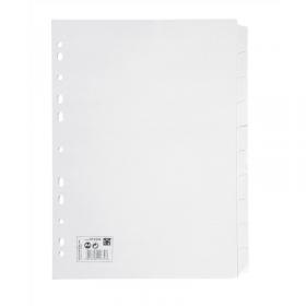 5 Star Office Subject Dividers 10-Part Recycled Card Multipunched 155gsm A4 White FS913349