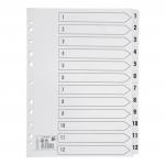 5 Star Office Index 1-12 Multipunched Mylar-reinforced Strip Tabs 150gsm A4 White 913373