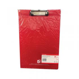 5 Star Fold-over Clipboard with Front Pocket Foolscap Red 913683 FS913683