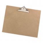 The photograph showcases a set of 5 Star Clipboards in A3 size, made of rigid hardboard material. The clipboards are pristine and professional, with a simple and functional design. Their clean white color complements the sleek silver clips.