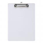 The photograph shows a clear A4 solid plastic clipboard with rounded corners, bearing the brand name 5 Star. It appears to be durable and of high quality.