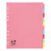 5 Star Office Subject Dividers 10-Part Recycled Card Multipunched Extra Wide 155gsm A4 Assorted FS918125