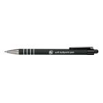 This picture shows a pack of 12 5 Star Office retractable ball pens. Each pen has a soft grip for comfortable writing and a medium 1mm tip that produces a smooth 0.5mm line in black ink. The pens are sleek and professional, with a 5 star rating.