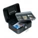 5 Star Facilities Cash Box with 5-compartment Tray Steel Spring Lock 8 Inch W200xD160xH70mm Black 918885