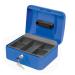 5 Star Facilities Cash Box with 5-compartment Tray Steel Spring Lock 8 Inch W200xD160xH70mm Blue 918893