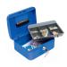 5 Star Facilities Cash Box with 5-compartment Tray Steel Spring Lock 8 Inch W200xD160xH70mm Blue 918893