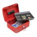 5 Star Facilities Cash Box with 5-compartment Tray Steel Spring Lock 8 Inch W200xD160xH70mm Red 918907