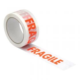5 Star Printed Tape Fragile Polypropylene Red Text on White 48mmx66m (Pack of 6) 922382 FS922382