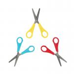 This image features a pack of 30 5-star scissors with plastic handles and stainless steel blades, each measuring 130mm. Their assortment of colors adds a fun and functional touch to any office or school setting.