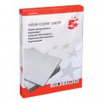 The picture shows a pack of 500 white A3-sized VOW copier paper, each sheet neatly ream-wrapped. The paper has a weight of 80gsm and is labeled as eco-friendly. It is suitable for a variety of functions and has a 5-star value rating.