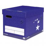A photo of 5 Star Archive Storage Boxes shows 10 blue, self-assembled boxes with lids, each measuring 313x415x326mm. These sturdy boxes are labeled Elite Superstrong and are ideal for archiving and storage.
