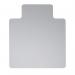 The photograph shows a clear and transparent 5 Star Office Chair Mat designed for hard floors. The mat has a PVC lipped edge and measures 1150x1340mm. It is made by 5 Star Chair Mats and is ideal for protecting floors from chair damage.
