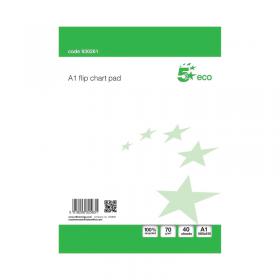 5 Star Eco Recycled Flipchart Pad Perforated 40 Sheets A1 GreenWhite (Pack of 5) FS930261