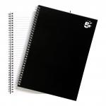 5 Star Office Notebook Wirebound 80gsm Ruled 140pp A4 Black (Pack of 5) FS930264