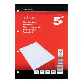5 Star Headbound Refill Pad Ruled Margin 4 Hole 70gsm 160 Page A4 RedWhite (Pack of 10) 930310 FS930310