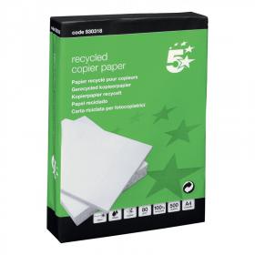 5 Star Eco Copier Paper Recycled 80gsm A4 White Ream-Wrapped (Pack of 5) FS930318