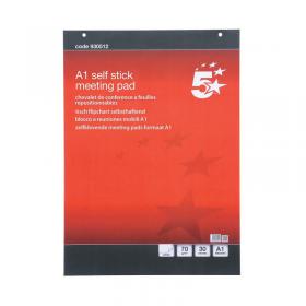 5 Star Office Flipchart Pad Self-adhesive 30 Sheets A1 (Pack of 2) FS930512