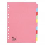 5 Star Office Subject Dividers 10-Part Recycled Card Multipunched 155gsm A4 Assorted [Pack 10] 932198