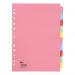 5 Star Office Subject Dividers 10-Part Recycled Card Multipunched 155gsm A4 Assorted [Pack 10] 932198