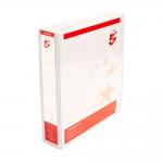 5 Star Office A4 Presentation Ring Binder Polypropylene 38mm 2D-Ring White (Pack of 10) FS933070