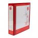 5 Star Office A4 Presentation Ring Binder Polypropylene 50mm 4D-Ring Red [Pack 10] 933096