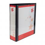 5 Star Office A4 Presentation Ring Binder Polypropylene 65mm 4D-Ring Black (Pack of 10) FS933104
