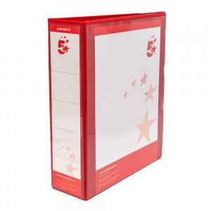 4D-Ring Presentation Ring Binder A4 Polypropylene 65mm Red Pack of 10