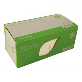 5 Star Eco Re-Move Recycled Notes Repositionable Pad of 100 Sheets 76x76mm Yellow Pack of 12 934180