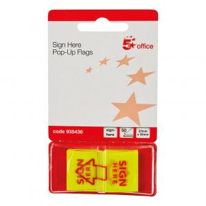 Sign Here Index Flags Tab with Red Arrow 46x25mm Pack of 500 935436