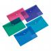 The photo shows a variety of 5 Star popper wallets and zip files, along with a 5 Star Office envelope stud wallet. These polypropylene wallets are in A5 size and come in assorted colors. Ideal for organizing and storing important documents and cards.