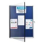 5 Star Glazed Noticeboard with Swing Door Locking Aluminium Frame Blue Felt 900x600mm FS937637