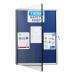 5 Star Glazed Noticeboard with Swing Door Locking Aluminium Frame Blue Felt 900x600mm 937637