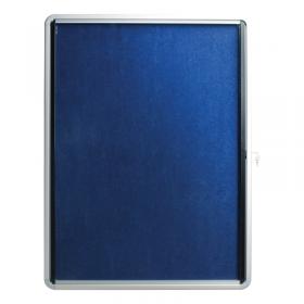 5 Star Glazed Noticeboard with Swing Door Locking Aluminium Frame Blue Felt 900x600mm 937637 FS937637