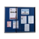 5 Star Glazed Noticeboard with Swing Door Locking Aluminium Frame Blue Felt 900x1200mm FS937645