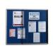 5 Star Glazed Noticeboard with Swing Door Locking Aluminium Frame Blue Felt 900x1200mm 937645