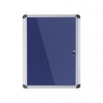 5 Star Glazed Noticeboard with Swing Door Locking Aluminium Frame Blue Felt 900x1200mm FS937645
