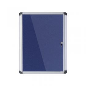 5 Star Glazed Noticeboard with Swing Door Locking Aluminium Frame Blue Felt 900x1200mm 937645 FS937645