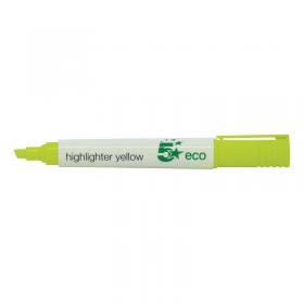 5 Star Eco Highlighter Chisel Tip 1-5mm Line Yellow (Pack of 10) FS938041