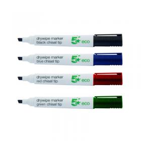 5 Star Eco Drywipe Marker Chlorine-free Chisel Tip 2-5mm Line Assorted (Pack of 4) FS938144