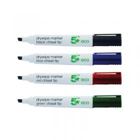 5 Star Drywipe Marker Chisel Tip 2-5mm Line Chlorine-free Assorted (Pack of 4) 938144 FS938144