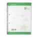 5 Star Eco Spiral Pad 70gsm Ruled Recycled Margin Perforated Punched 4 Holes 100pp A4+ Green & White [Pack 10] 938276