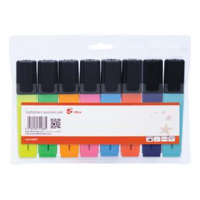 5 Star Highlighter Chisel Tip 1-5mm Line Assorted (Pack of 8) 938627 FS938627