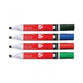 5 Star Drywipe Marker Chisel Tip XyleneToluene-free 2-5mm Line Wallet Assorted (Pack of 6) 938640 FS938640